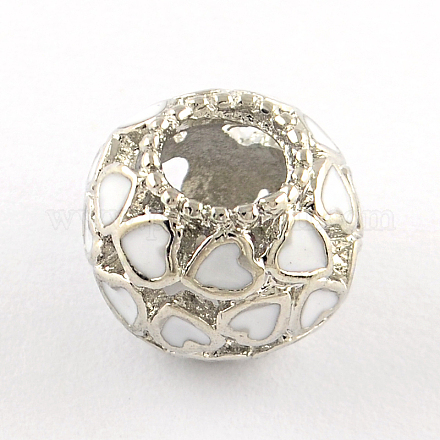 Старинное серебро покрытием тибетский стиль сплава эмали полые сердца RONDELLE европейских бисер X-ENAM-Q421-02I-1