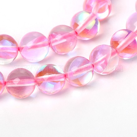 Synthetical Moonstone Round Beads Strands G-M049-8mm-02I-1