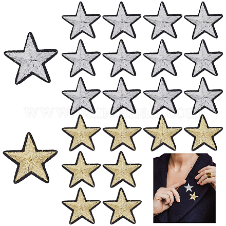 AHADERMAKER 40Pcs 2 Style Star Pattern Cloth Computerized Embroidery Iron On/Sew On Patches PATC-GA0001-07-1
