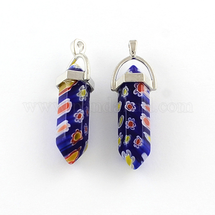Millefiori Glass Pendants with Alloy Findings LK-R008-04P-1