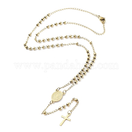 202 collane di perline rosario in acciaio inox NJEW-D060-01A-G-1