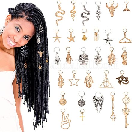 合金ペンダント2セット ドレッドヘアアクセサリー用 混合図形 ミックス