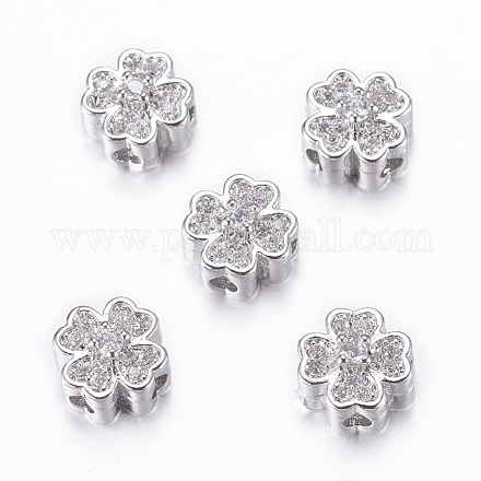 Perles de placage en laiton avec zircone cubique de micro pave ZIRC-A006-04P-02-1
