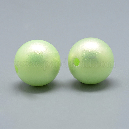 パール調アクリルビーズ  ラウンド  芝生の緑  12mm  穴：1.5mm  約450個/500g MACR-Q221-12mm-C01-1