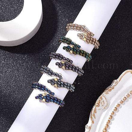 Кольца из стеклянных бусин RJEW-JR00875-02-1