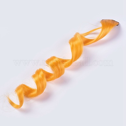 ファッション女性のヘアアクセサリー  鉄のスナップヘアクリップ  化学繊維カラフルなかつらを使って  オレンジ  50x3.25cm PHAR-TAC0001-003-1