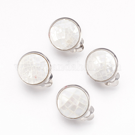 Natural White Shell Clip-on Earrings EJEW-F162-E04-1