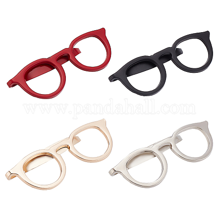 Benecreat 4 pièces 4 couleurs alliage lunettes cadre forme pince à cravate pour vêtements robes décoration JEWB-BC0001-10-1