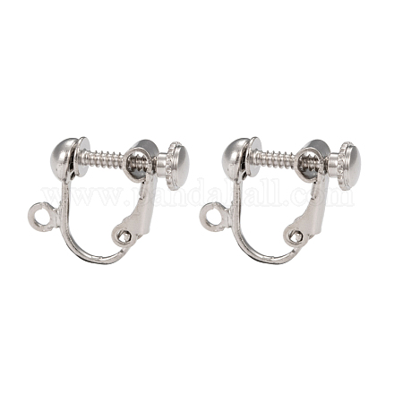 Brass Clip-on Earring Findingsfor non-pierced Ears X-EC143-NF-1