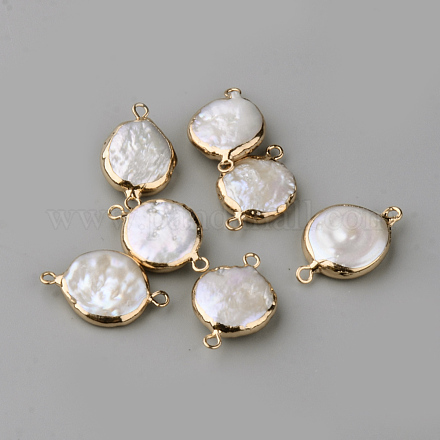 Conectores de eslabones de perlas naturales chapados PEAR-R065-31-1
