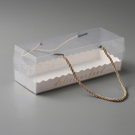 Портативная прозрачная пластиковая коробка для сэндвичей с рулетом из швейцарского торта CON-WH0095-13B-1