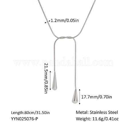 Модные регулируемые ожерелья-лариаты из нержавеющей стали с круглой цепочкой-змейкой для женщин QB5670-2-1