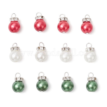 12 шт. 3-х цветные стеклянные бусины-жемчужины с перламутровым покрытием PALLOY-TA00284-1