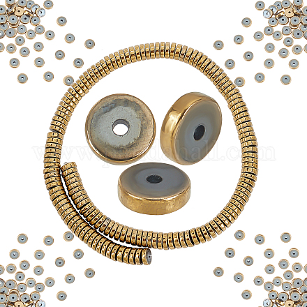 Sunnyclue 1 boîte 191 pièces perles heishi en métal rond plat 8x2mm perles d'hématite synthétique disque plat pièce perles en vrac pour bracelet collier bijoux artisanat fournitures de fabrication G-SC0002-24C-LG-1