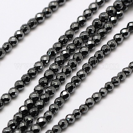 Chapelets de perle en hématite synthétique sans magnétique G-A129-2mm-26-1