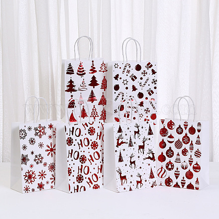 Бумажные сумки-тоут с рождественской тематикой и ручками ABAG-B008-02-1