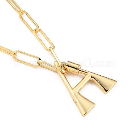 Brass Screw Carabiner Lock Pendant Necklaces NJEW-JN03011-01-1