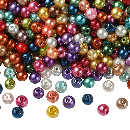Baking Painted Pearlized Glass Pearl Round Bead Strands HY-Q004-4mm-M-1