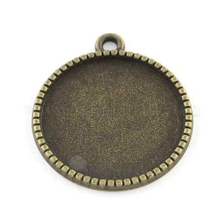 Supports de pendentif de cabochon plat rond de style tibétain en alliage TIBEP-Q045-068C-AB-NR-1