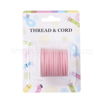 Cordón plano de gamuza sintética rosa fuerte de 3x1.5 mm X-LW-R003-28-1