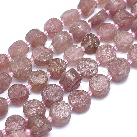 Chapelets de perles aux fraises en quartz naturel G-E530-11I-1