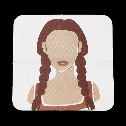 Quadratische Ohrring-Grafikkarte aus Papier mit Mädchendruck CDIS-M007-01E-1