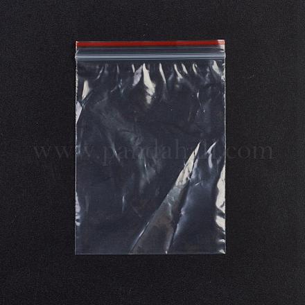 プラスチックジップロックバッグ  再封可能な包装袋  トップシール  セルフシールバッグ  長方形  レッド  10x7cm  片側の厚さ：1.8ミル（0.045mm）  100個/袋 OPP-G001-D-7x10cm-1