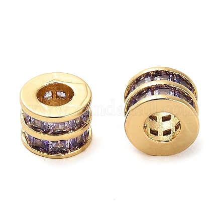 Brass Micro Pave Cubic Zirconia Beads KK-D093-04G-02-1