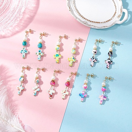 Серьги-гвоздики из нержавеющей стали 304 с синтетической бирюзой EJEW-JE06515-1