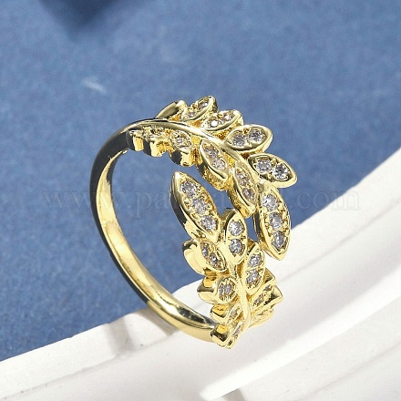 Манжеты из латуни с микро паве кубический цирконий для женщин RJEW-D322-05G-1