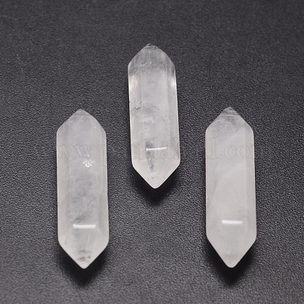 Perles à double pointe en cristal de quartz naturel G-K010-35mm-01-1