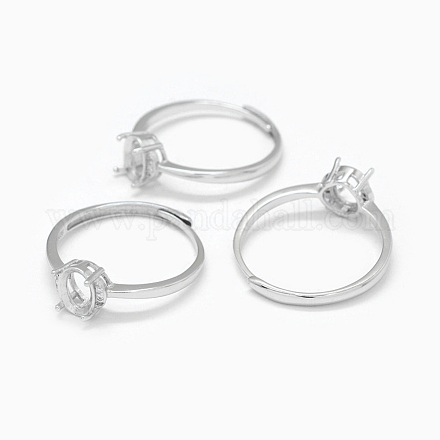 925 componentes de anillo de dedo de garra de diamante de imitación de plata esterlina STER-E061-30P-1