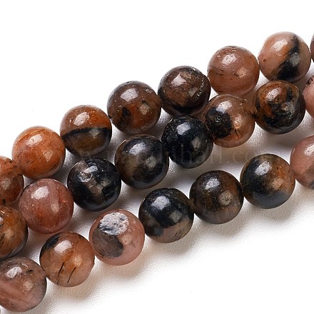 Perles de chiastolite naturelle G-I203-B-6mm-1