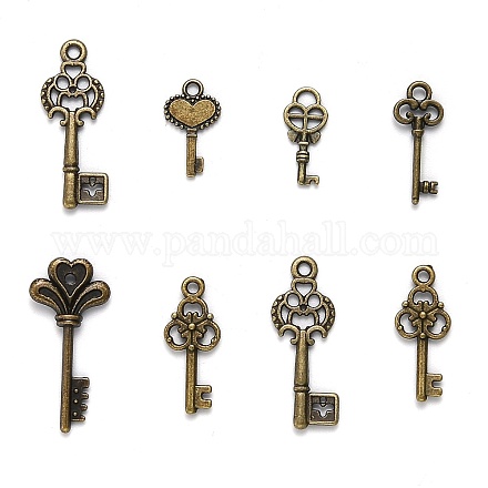 Pendentifs clés en alliage de style tibétain TIBEP-X0001-02-AB-1