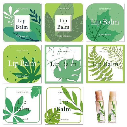 CRASPIRE Lip Balm Labels 80pcs Homemade Lip Balm Labels 2” Clear Lip Balm Labels for Tubes Printable Waterproof Lip Balm Stickers Labels for Lip Balm Handcream Candle Container（Leaves-Green） DIY-CP0007-95D-1