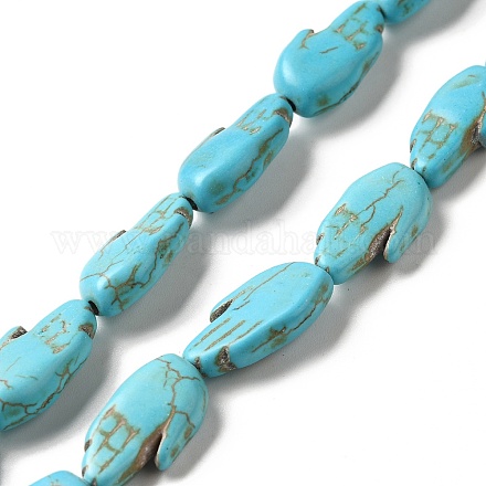 Brins de perles synthétiques teintes en turquoise G-E594-19-1