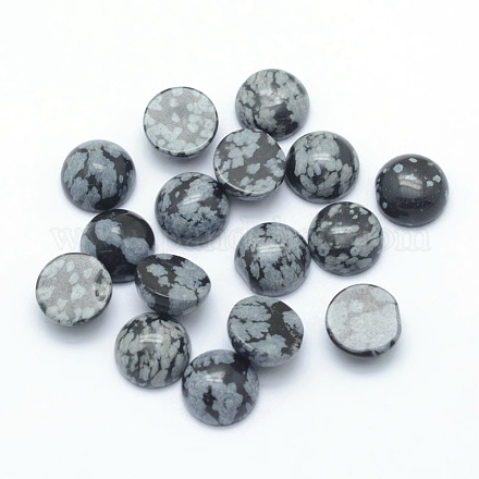 Natural Snowflake Obsidian Cabochons G-P393-R55-4MM-1