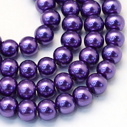 Baking Painted Pearlized Glass Pearl Round Bead Strands X-HY-Q003-12mm-76-1