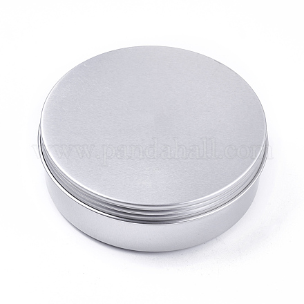 丸いアルミ缶  アルミジャー  化粧品の貯蔵容器  ろうそく  キャンディー  ねじ蓋付き  プラチナ  11.3x3.7cm CON-F006-23P-1