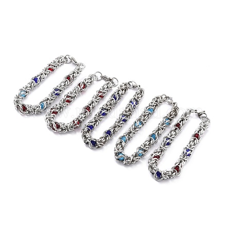 304 bracelet chaîne byzantine en acier inoxydable pour fille femme BJEW-Z011-17P-1