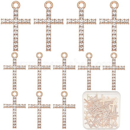 SUNNYCLUE 1 Box 50Pcs Rshinestone Cross Charms Cross Metal Charms Rosaries Golden Crystal Shiny Small Cross Charm for Jewelry Making Charms DIY Earring Bracelet Necklace Craft Women Adult Supplies FIND-SC0005-02-1