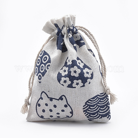Kitten Polycotton(Polyester Cotton) Packing Pouches Drawstring Bags ABAG-T006-A19-1