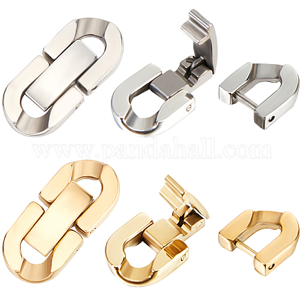 Beebeecraft 6Pcs 2 Colors 304 Stainless Steel Fold Over Clasps STAS-BBC0003-02-1