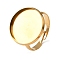 304 Stainless Steel Adjustable Ring Components, Round Pad Ring Settings, Ion Plating(IP), Real 18K Gold Plated, Tray: 18mm, 20mm, Inner Diameter: 19mm
