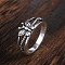 Butterfly Hollow Out Alloy Finger Rings, Antique Silver, US Size 9(18.9mm)