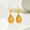 Alloy Hollow Teardrop Hoop Earrings, Golden, 50x18mm