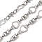 304 Stainless Steel Heart Link Chains, Unwelded, with Spool, Stainless Steel Color, 16x9.5x1mm