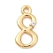 Brass Micro Pave Cubic Zirconia Charms, Nickel Free, Number, Real 18K Gold Plated, 14x7x2mm, Hole: 1.4mm