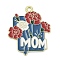 Mother's Day Alloy Enamel Pendants, Carnation with Word Mon, Steel Blue, 27.5x22.5x1mm, Hole: 1.8mm
