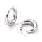 Non-Tarnish 304 Stainless Steel Chunky Hoop Earrings for Women, Stainless Steel Color, 27x24x7mm, Pin: 0.6mm